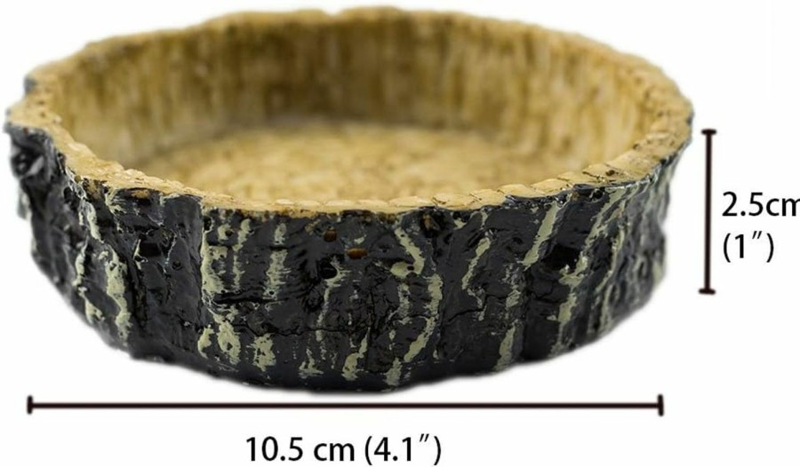 Reptiles & Amphibian OMEM | Omem Reptile Natural Bowl Food And Water Dish Resin Made (Tree Bark)