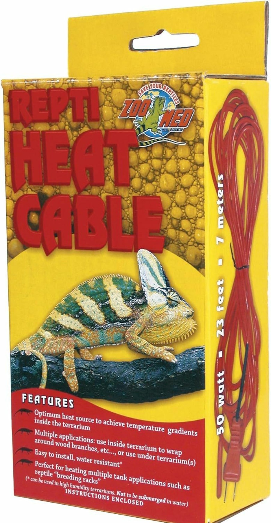 Reptiles & Amphibian Zoo Med | Zoo Med Reptile Heat Cable 50 Watts, 23 Feet