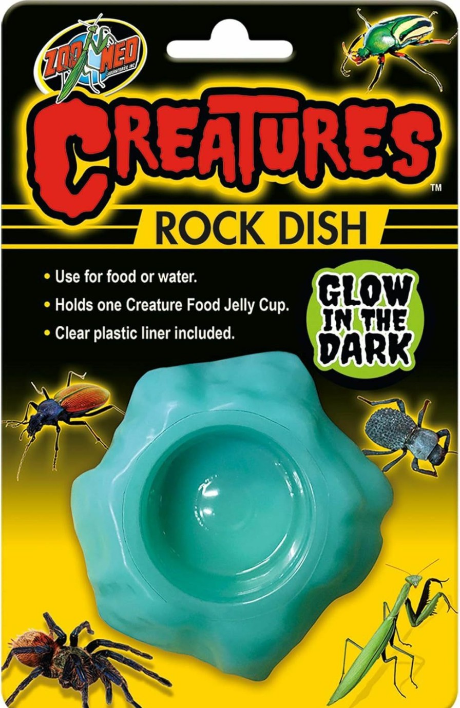 Reptiles & Amphibian Zoo Med | Zoo Med Creatures Rock Dish 1 Pack - (3\" L X 3\" W X 0.75\" H) - Pack Of 6