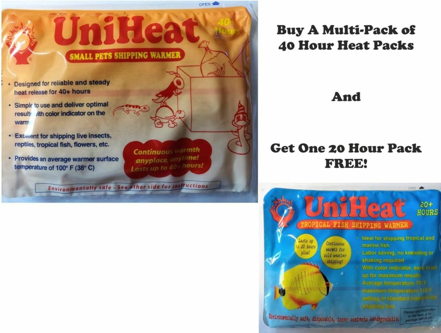 Reptiles & Amphibian Uniheat | Uniheat Shipping Warmer 40+ Hours, 10 Pack... +Free Bonus! Of One Free 20 Hour Heat Pack! ...Get 40+ Hour Warmth For Shipping Live Corals, Small Pets, Fish, Insects, Reptiles, Etc