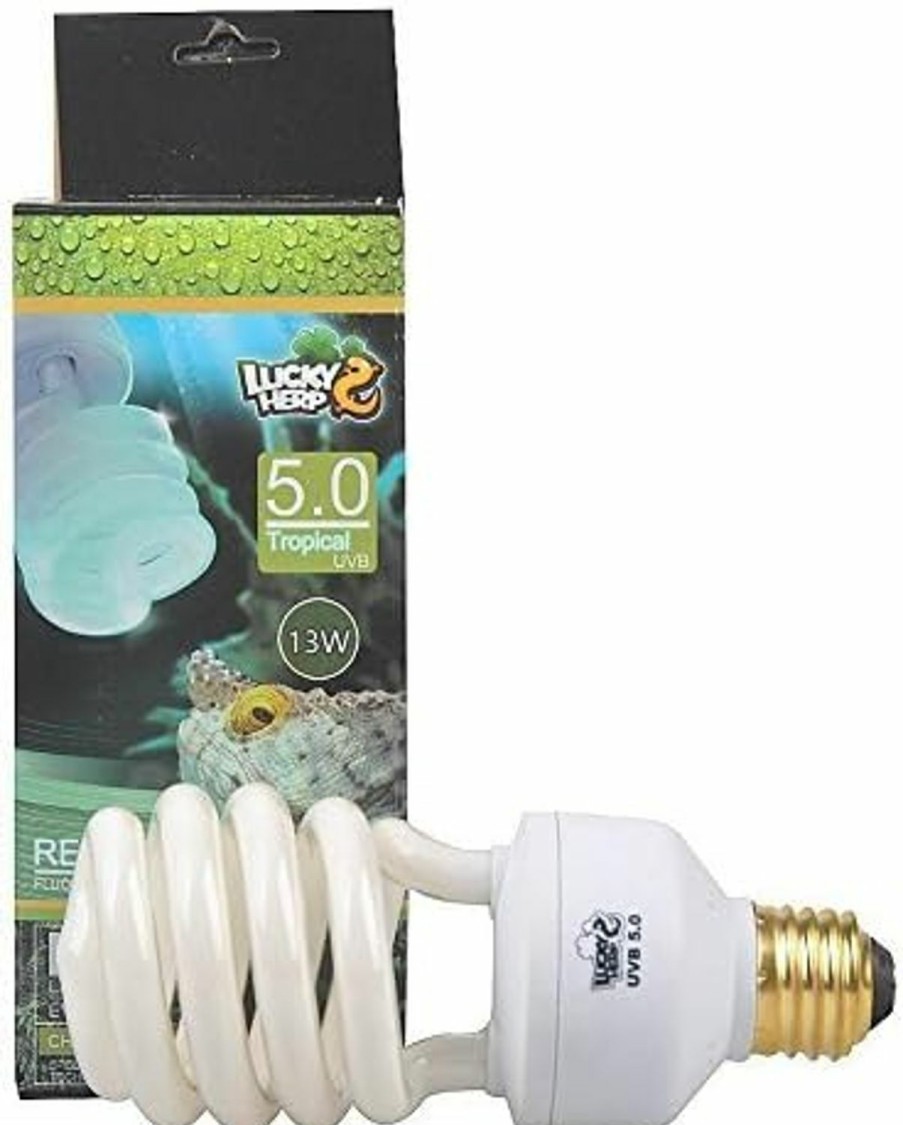 Reptiles & Amphibian LUCKY HERP | Lucky Herp 5.0 Uvb Fluorescent Tropical Terrarium Lamp,Compact Bulb,E26,13 Watts,26 Watt (13 Watt)