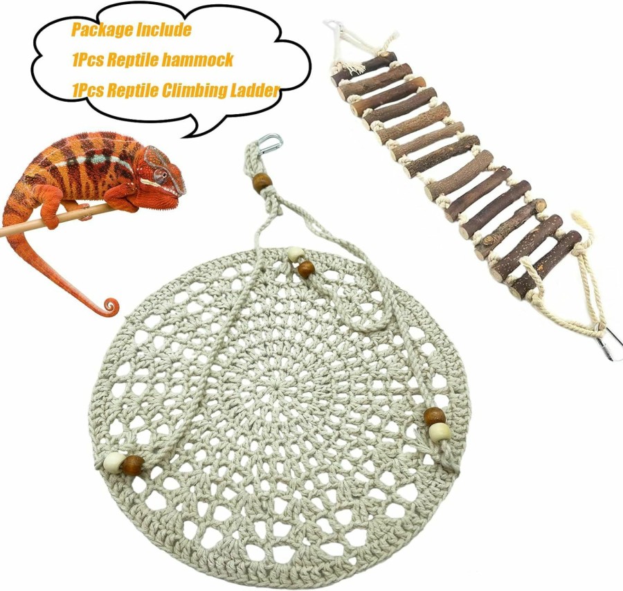 Reptiles & Amphibian Tfwadmx | Reptile Hammock Bearded Dragon Lounger Swing Toy Hanging Bed Terrarium Habitat Decor With Climbing Ladder For Chameleon Lizard Gecko Snake Iguana