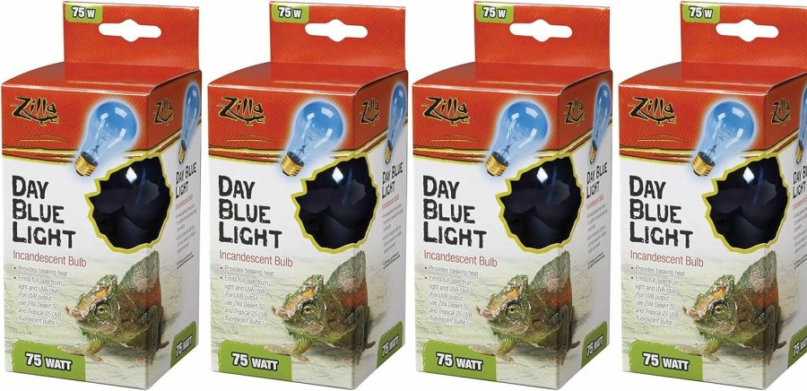 Reptiles & Amphibian Zilla | Zilla Incandescent Day Blue Light Bulb For Reptiles 75 Watt - Pack Of 4