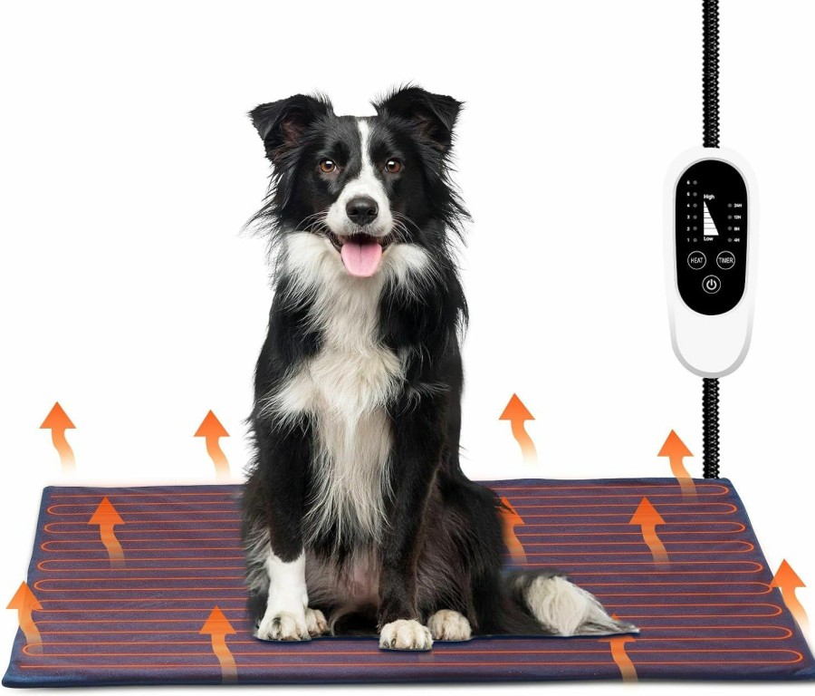 Reptiles & Amphibian TURBRO | Turbro Extra Large Pet Heating Pad, Electric Heated Dog Bed For Large Breeds, Temperature & Timer Controller, Anti-Bite Cord, Removable Outer Cover, For Indoor & Outdoor Use, Met Certified, 48''X28''