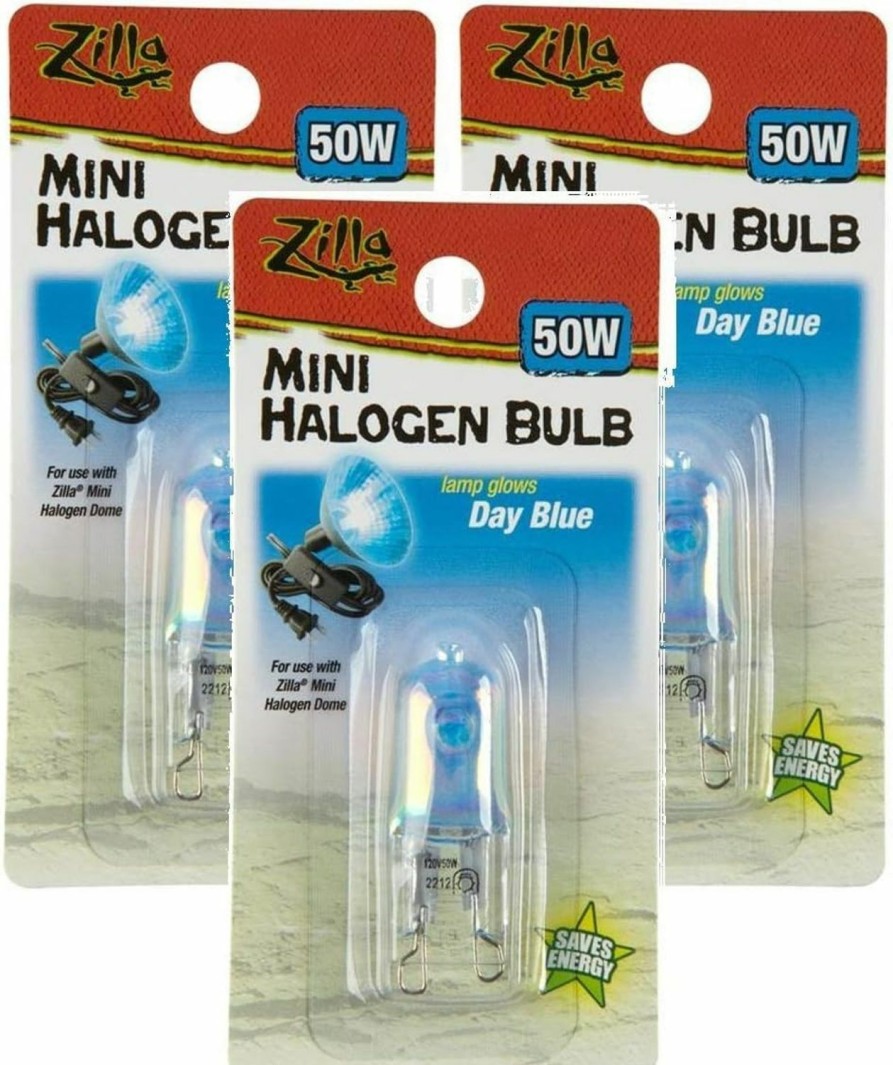 Reptiles & Amphibian Zilla | Zilla Mini Halogen Lamp Reptile Bulb, 50-Watt, Day Blue (3 Pack)