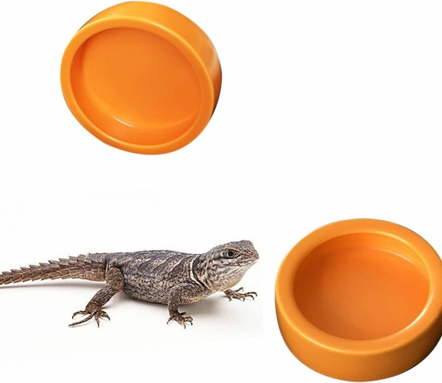 Reptiles & Amphibian BNOSDM | 2 Pack Reptile Food Bowls Mini Ceramic Water Feeder Bowl Anti-Escape Mini Reptile Feeder For Lizard Anoles Bearded Dragons Crested Gecko Hermit Crabs