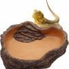 Reptiles & Amphibian APlayfulBee | Aplayfulbee Reptile Water Bowl, Large Resin Rock Worm Feeder Dish Food Feeder Bowl, Amphibian Feeding Bowl Decor For Lizards, Chameleon, Leopard Gecko, Frog, Bearded Dragons, Snake (Stump Design, L)