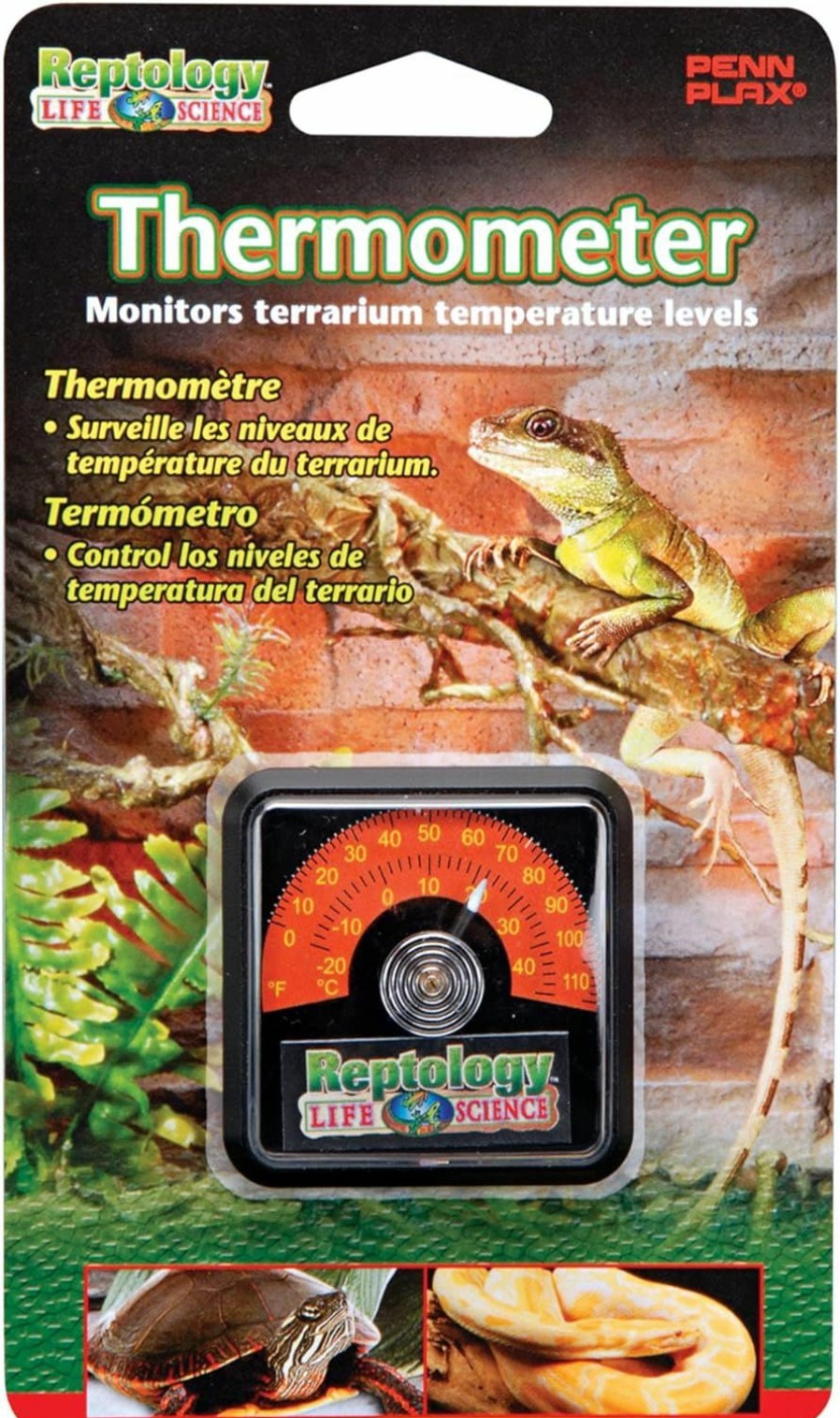 Reptiles & Amphibian Penn-Plax | Penn-Plax Reptology Reptile Temperature Sensor Gauges Thermometer From 0 To 110 Degrees For Terrariums And Turtle Tanks And Cages