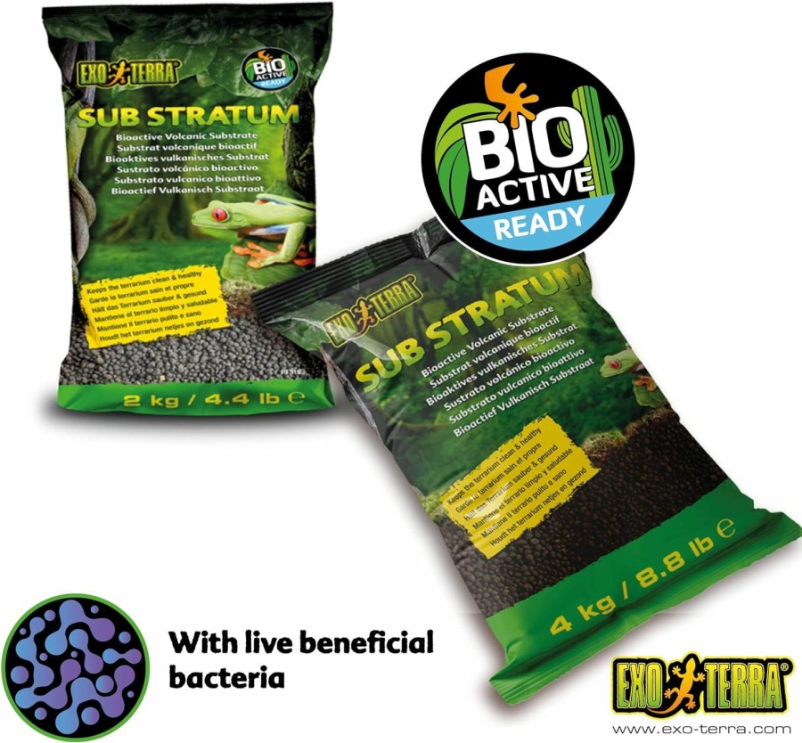 Reptiles & Amphibian Exo Terra | Exo Terra Sub Stratum, Bioactive Volcanic Substrate For Reptile Terrariums, Eliminates Odor, Offers Correct Moisture Levels 8.8 Lb