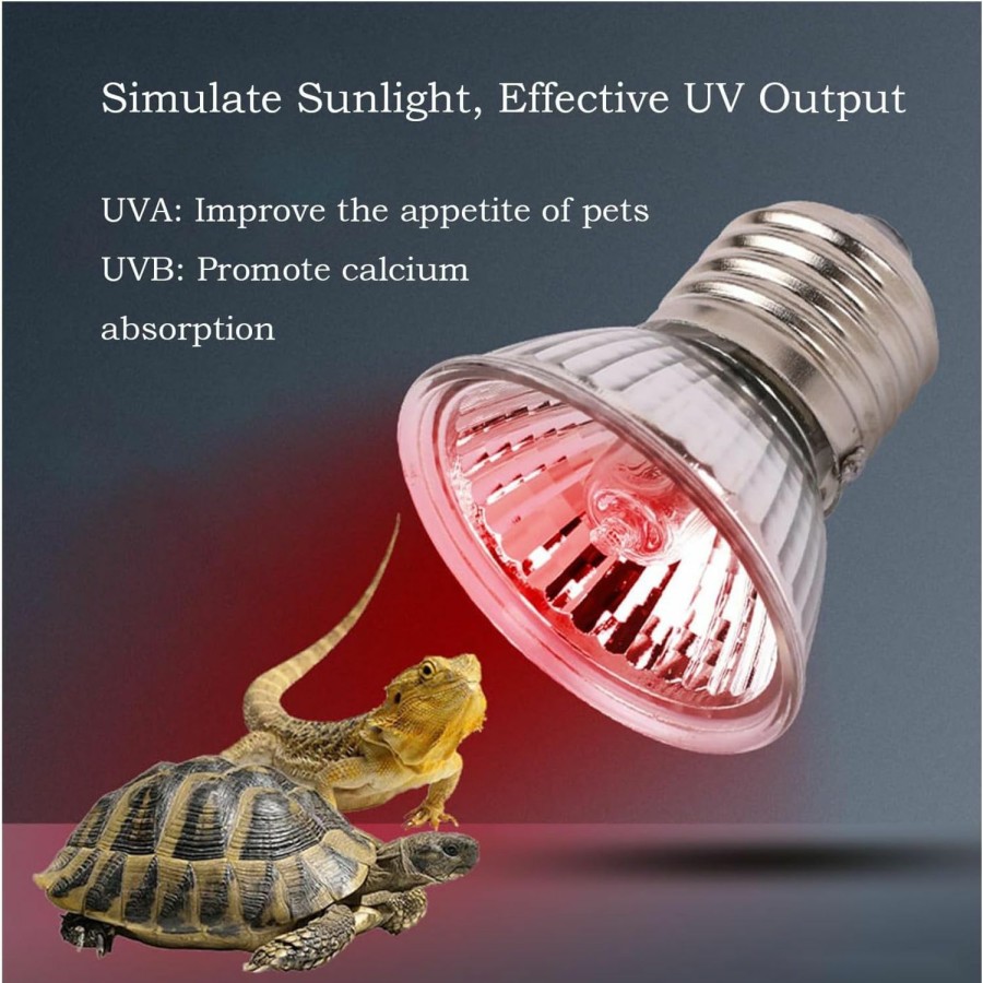 Reptiles & Amphibian PUEUTU | Pueutu Upgraded Reptile Heat Lamp, Uva/Uvb Turtle Heat Light Dimmable Aquarium Basking Light With 2 Bulbs Habitat Heating Lamp With 360 Rotatable For Terrarium Reptiles Lizard Snake (Reptile Lamp)