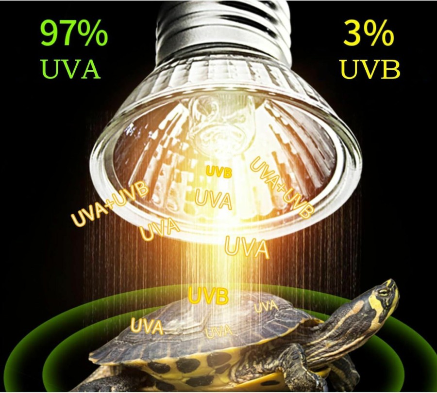 Reptiles & Amphibian PUEUTU | Pueutu Upgraded Reptile Heat Lamp, Uva/Uvb Turtle Heat Light Dimmable Aquarium Basking Light With 2 Bulbs Habitat Heating Lamp With 360 Rotatable For Terrarium Reptiles Lizard Snake (Reptile Lamp)