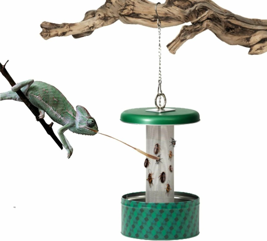 Reptiles & Amphibian Abustle pig | Chameleon Feeding Bowl,Hookable Lizard Feeder With Metal Mesh Column For Prey To Climb And Move,Suitable For Lizard, Iguana, Gecko,Bearded Dragon