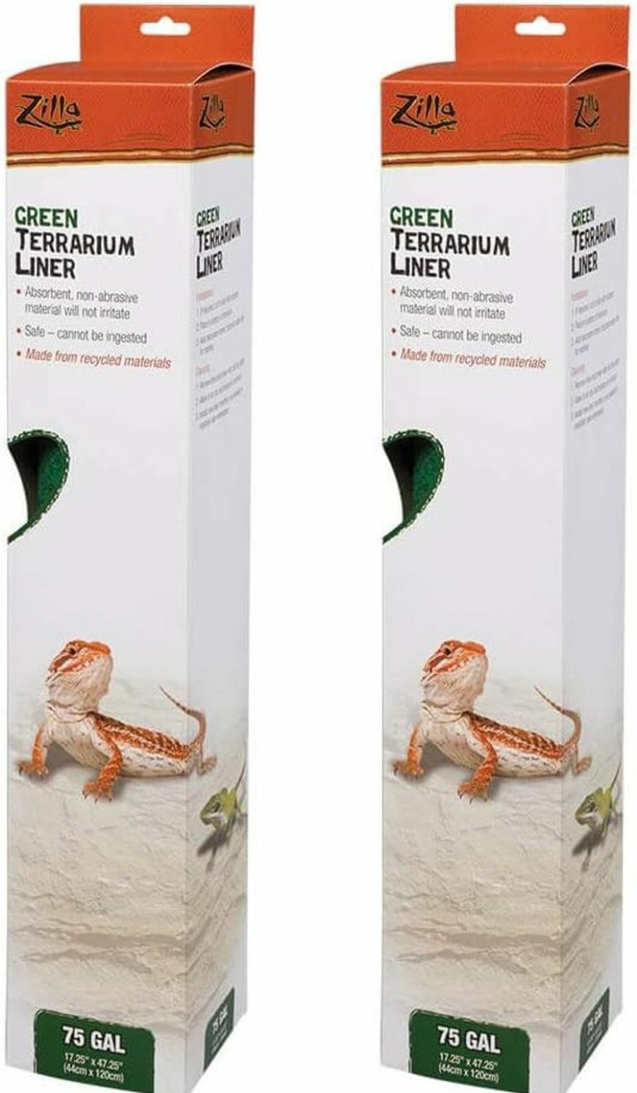 Reptiles & Amphibian Zilla | (2 Pack) Zilla Reptile Terrarium Bedding Substrate Liner, Green, 75 Gallon