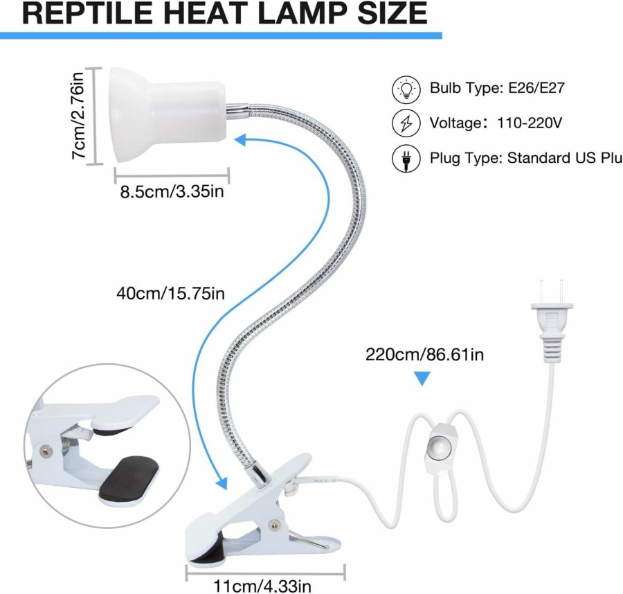 Reptiles & Amphibian Belvusef | Turtle Tank Heat Lamps,Heating Lamp For Turtle Tank,Small Turtle Heat Lamp,Turtle Light With Clamp,Aquarium Tank Heating Lamps For Bearded Dragon/Lizard/Gecko,1Pc (No Bulb)