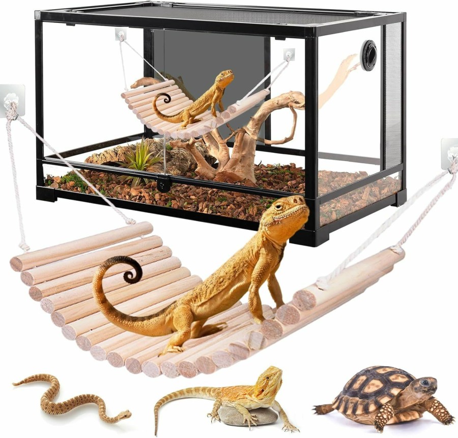 Reptiles & Amphibian Vodolo | Vodolo Reptile Bridge,Bearded Dragon Hammock,Lizard Tank Climbing Accessories Gecko Reptile Decor For Habitat,Hamster Cage Accessories 12 In