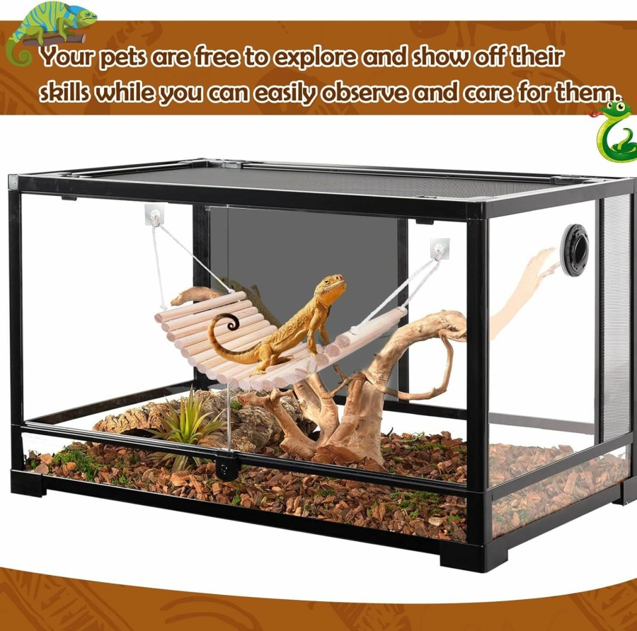 Reptiles & Amphibian Vodolo | Vodolo Reptile Bridge,Bearded Dragon Hammock,Lizard Tank Climbing Accessories Gecko Reptile Decor For Habitat,Hamster Cage Accessories 12 In