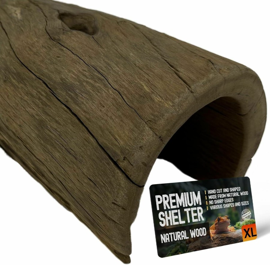 Reptiles & Amphibian Tarli | Smooth Apitong Wood Pet Hideaway- Xl Size - Perfect For Reptiles, Snakes, Lizards, Geckos - Terrarium Decor - All-Natural, Non-Toxic Cave For Reptiles & Small Animals