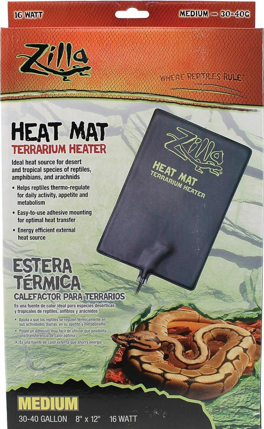 Reptiles & Amphibian Zilla | Sobaken Zil Heat Mat Md 30-40G 16W8X12