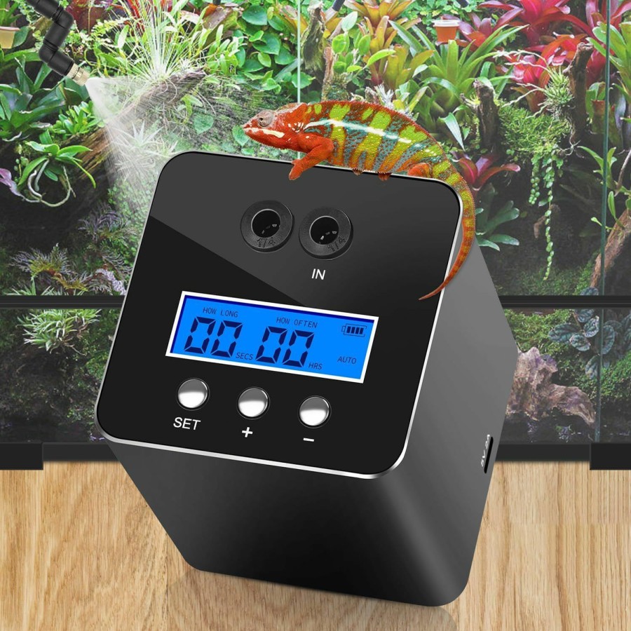 Reptiles & Amphibian RUNWUSHENG | Runwusheng Reptile Humidifier, Lcd With Timing Function, Time Length And Interval Can Be Set, Reptile Mister System With 2 Spray Nozzles, Misting System For Reptiles Of Amphibians, Tanks, Paludarium