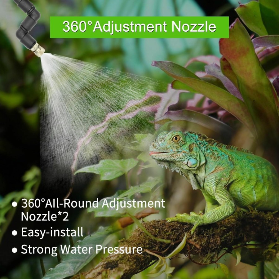 Reptiles & Amphibian RUNWUSHENG | Runwusheng Reptile Humidifier, Lcd With Timing Function, Time Length And Interval Can Be Set, Reptile Mister System With 2 Spray Nozzles, Misting System For Reptiles Of Amphibians, Tanks, Paludarium