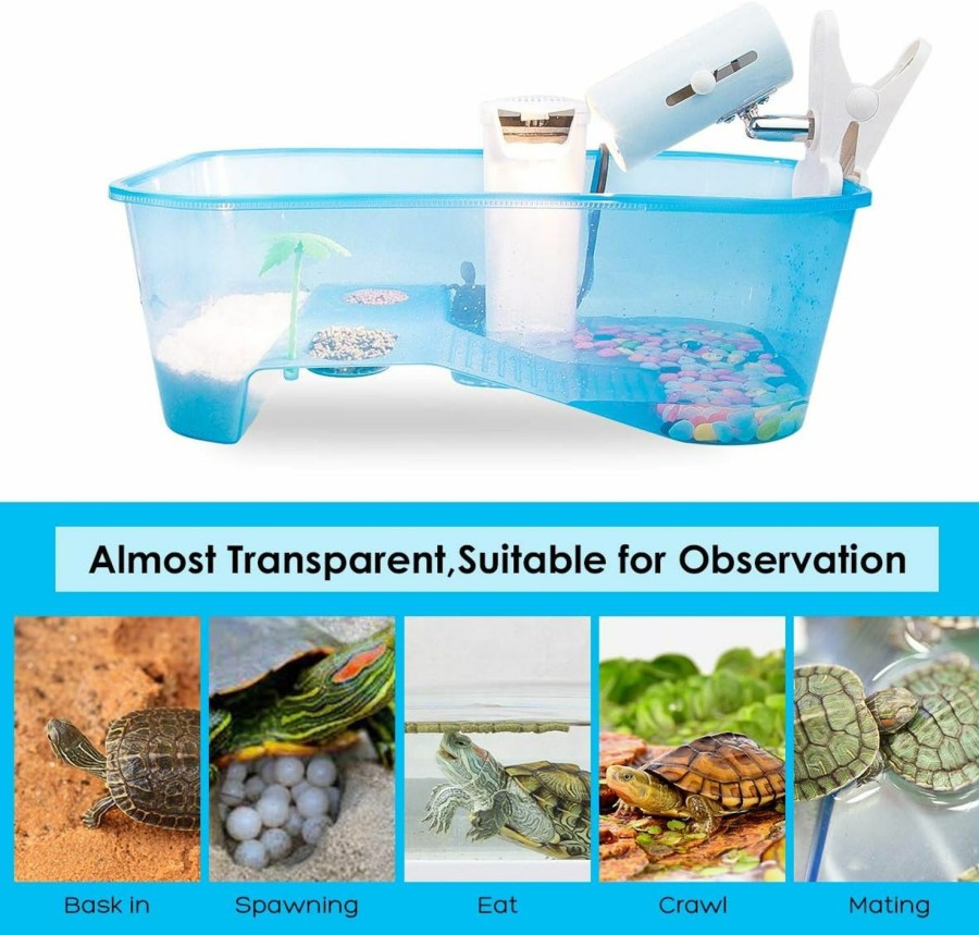 Reptiles & Amphibian Geegoods | Geegoods Turtle Tank Aquarium,Reptile Tank,Turtle Aquarium Terrapin Lake With Platform Plants Tank For Pet Turtle Reptile Habitat