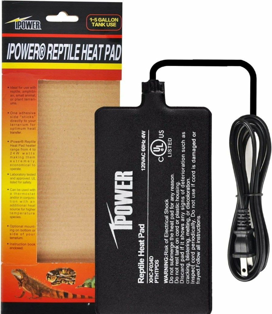 Reptiles & Amphibian iPower | Ipower 8 By 12-Inch Reptile Heat Mat Under Tank Heater Terrarium Heating Pad Ideal For Spider Snake Tarantula Hermit Crab Turtle, Black