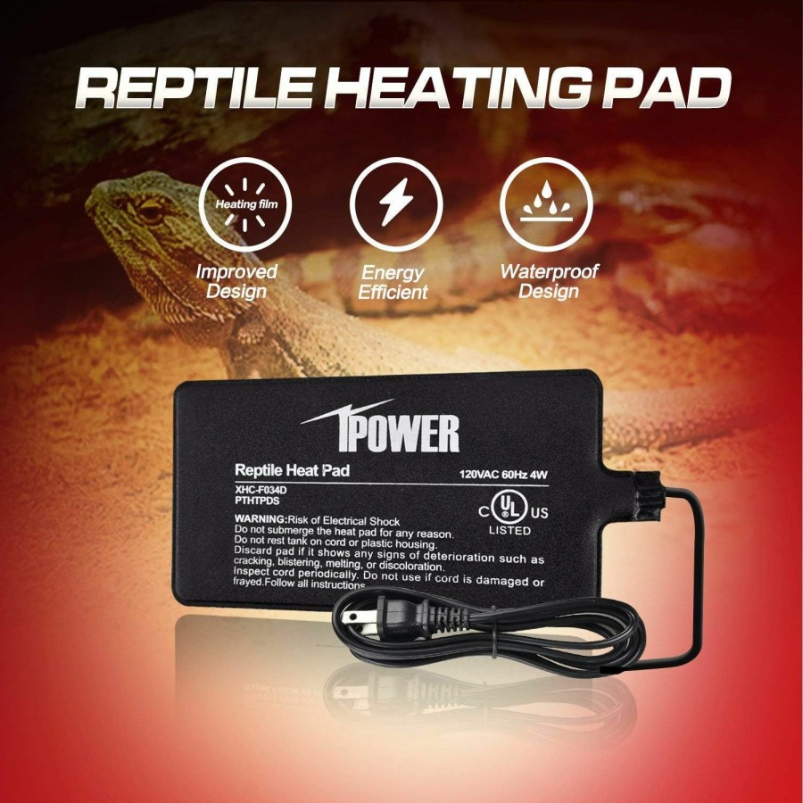 Reptiles & Amphibian iPower | Ipower 8 By 12-Inch Reptile Heat Mat Under Tank Heater Terrarium Heating Pad Ideal For Spider Snake Tarantula Hermit Crab Turtle, Black