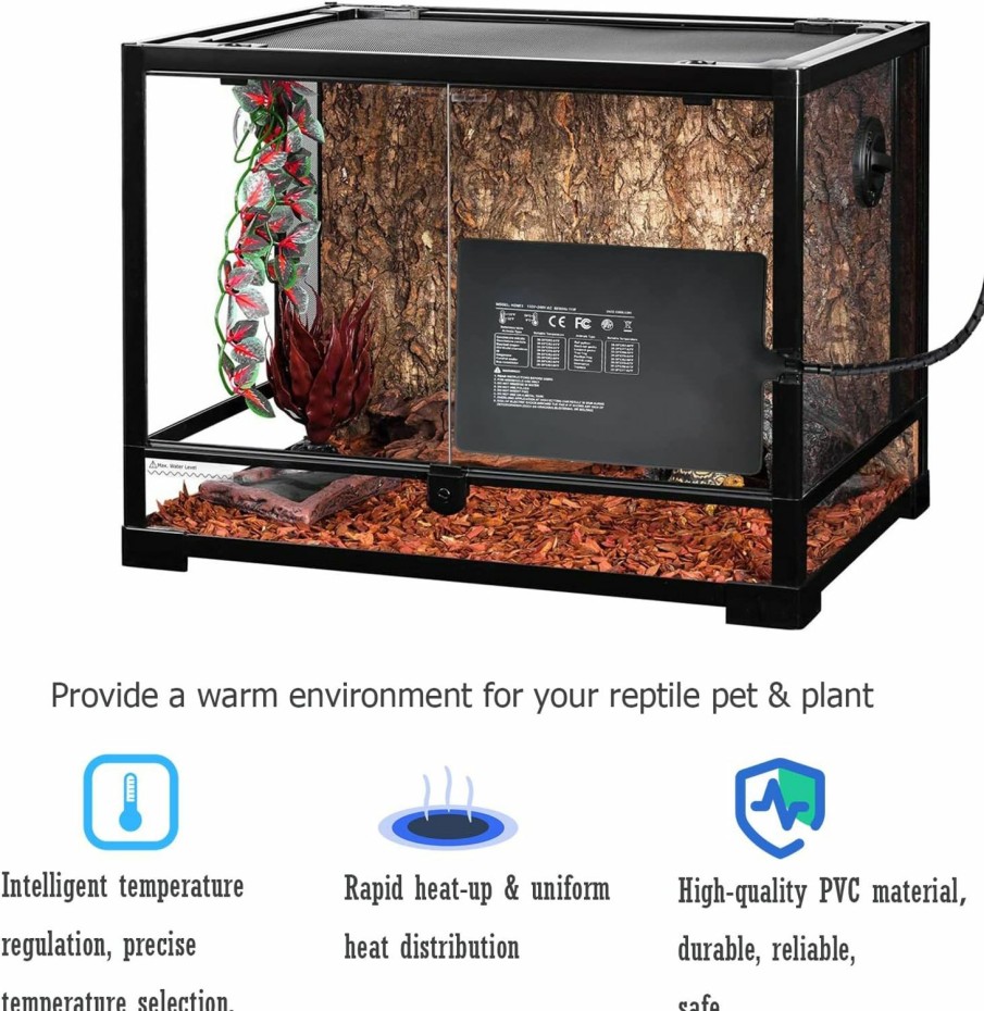 Reptiles & Amphibian XIEHUZA | Xiehuza Reptile Heating Pad With Thermostat, 6X8 Inch Under Tank Terrarium Heater With Adhesive For 10-20Gal Tank, Waterproof Heating Mat For Turtles, Lizards, Frogs, And Other Reptiles