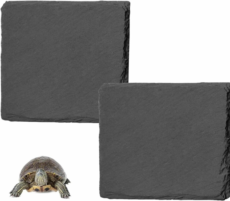 Reptiles & Amphibian Tfwadmx | Reptile Basking Platform 2Pcs Tortoise Rock Plate Slate Feeding Platform Food Dish Bowl Turtle Bathing Rock Rest Terrace For Chameleon Lizard Bearded Dragon Gecko Snake Frog Newt (7.8''/20Cm)