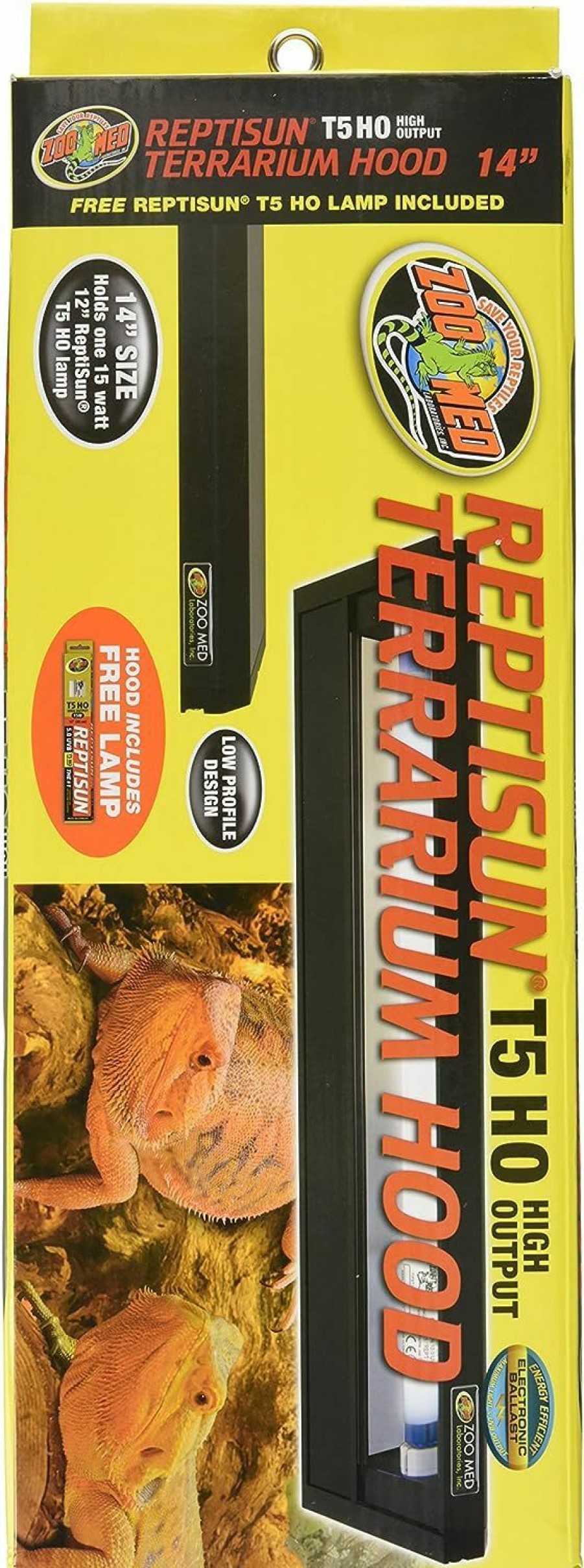 Reptiles & Amphibian Zoo Med | Zoo Med Reptisun T5-Ho Terrarium Hood - 14\", Black