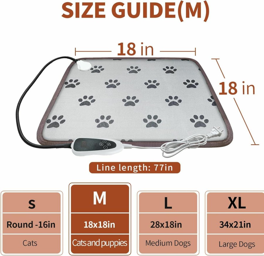 Reptiles & Amphibian HYDGOOHO | Golopet Cat Heating Pad Round-D15Inches Pet Heating Pads For Cats Waterproof Smart Thermostat Switch, Adjustable Heated Cat Bed Chew Resistant Steel Cord,Complimentary Blue + Gray Fabric Cover 1