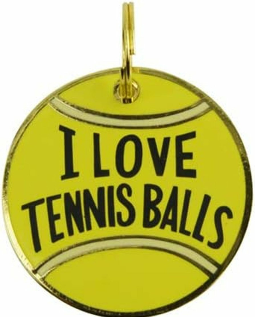 Reptiles & Amphibian Primitives by Kathy | Collar Charm - I Love Tennis Balls