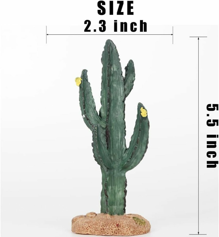 Reptiles & Amphibian WOLEDOE | Woledoe 5.5Inch Fake Dark Green Cactus, Reptile Terrarium Decor, Bearded Dragon Tank Accessories Fit Crested Gecko Leopard Lizard Chameleon Ball Python Snake Frog