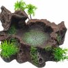 Reptiles & Amphibian Tfwadmx | Tfwadmx Reptile Feeding Bowl,Resin Beared Dragon Food Water Dish Tank Decor With Artificial Plants For Lizard Gecko Chameleon Frog Turtle Spider