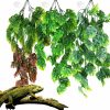 Reptiles & Amphibian Hamiledyi | Reptile Plants 3 Pcs Hanging Terrarium Plant With Suction Cup Fake Amphibian Plants For Bearded Dragons,Lizards,Geckos,Snake And Hermit Crab Tank Habitat Decorations 30 Inches Green(Style 2)