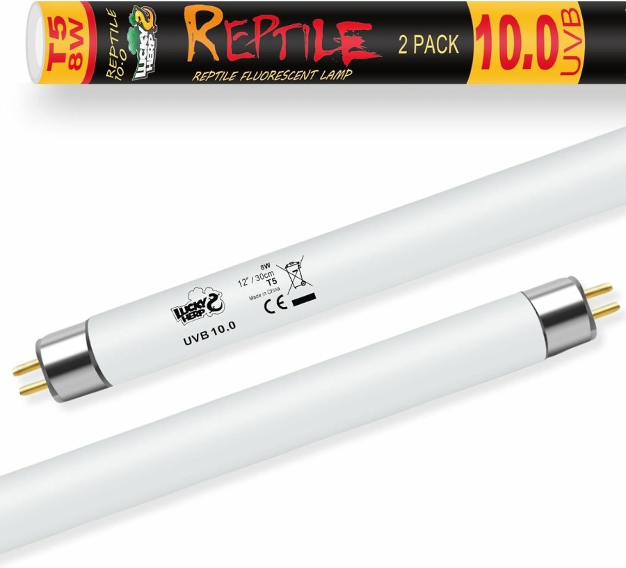 Reptiles & Amphibian LUCKY HERP | Lucky Herp 2 Pack T5 Uvb 10.0 Reptile Light 8W, Uva Uvb Fluorescent Lamp Tube, Uvb Lighting Bulb For Turtles, Chameleon, Tortoises, Lizard