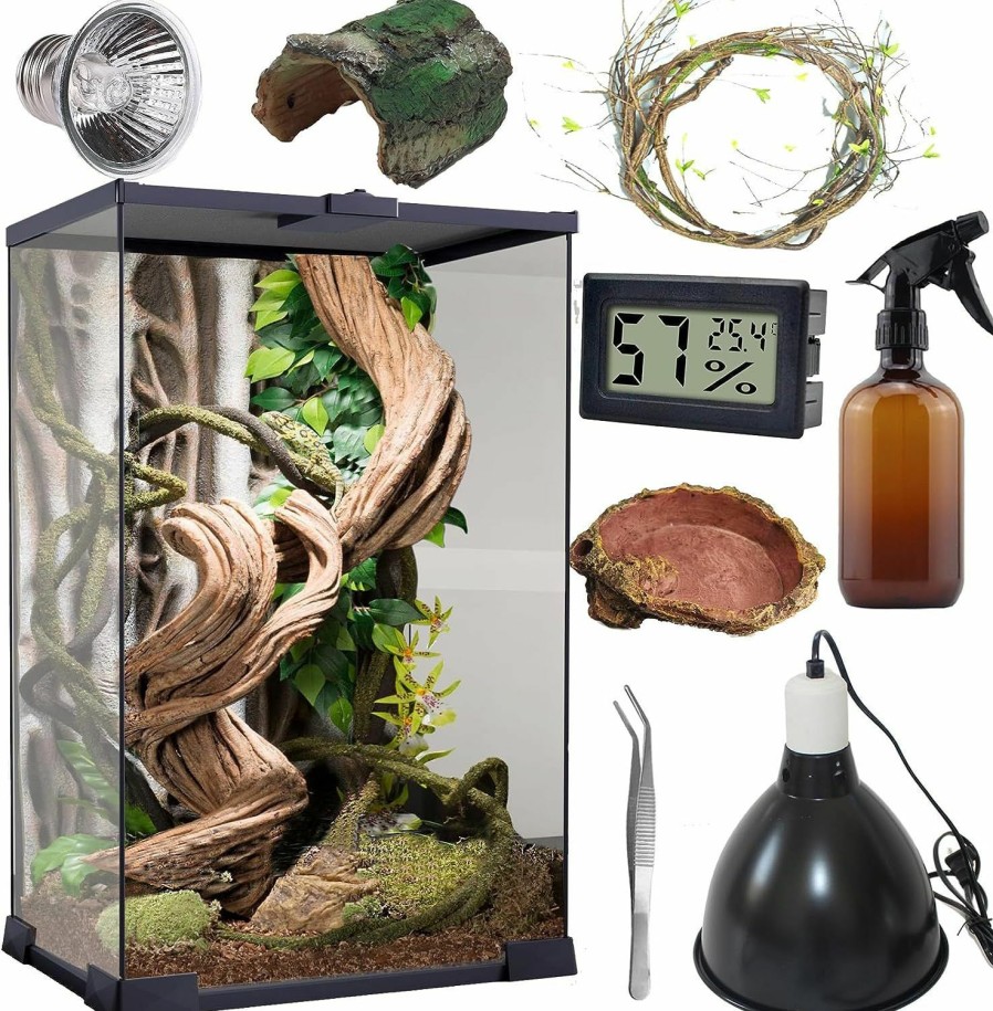 Reptiles & Amphibian SARUFO | Sarufo Reptile Terrarium (9Pieces) 8 * 8 * 12 Amphibian Vertical Habitat Tank Starter Kit, Suitable For Small Reptiles Such As Geckos, Snakes, Lizards, Chameleons,Turtles, Serpents(8 * 8 * 12 Inchs)