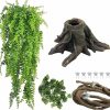 Reptiles & Amphibian PINVNBY | Pinvnby Resin Reptile Tree Stump Decorations,Reptiles Hollow Tree Root Decor Bearded Dragon Terrarium Habitat Hideouts Cave Bendable Jungle Vines Ornament For Lizard Chameleon Snake Gecko Hermit Crabs