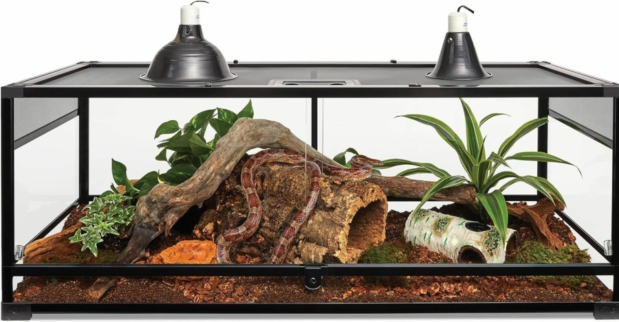 Reptiles & Amphibian Zilla | Zilla Quickbuild Terrarium, Sleek Glass Reptile Habitat, Easy Setup, Suitable For All Types Of Reptile Pets, Whether Amphibians, Reptilians, Snakes, Or Even Arachnids, 30\"X12\"X12\", Black, 30X12X12