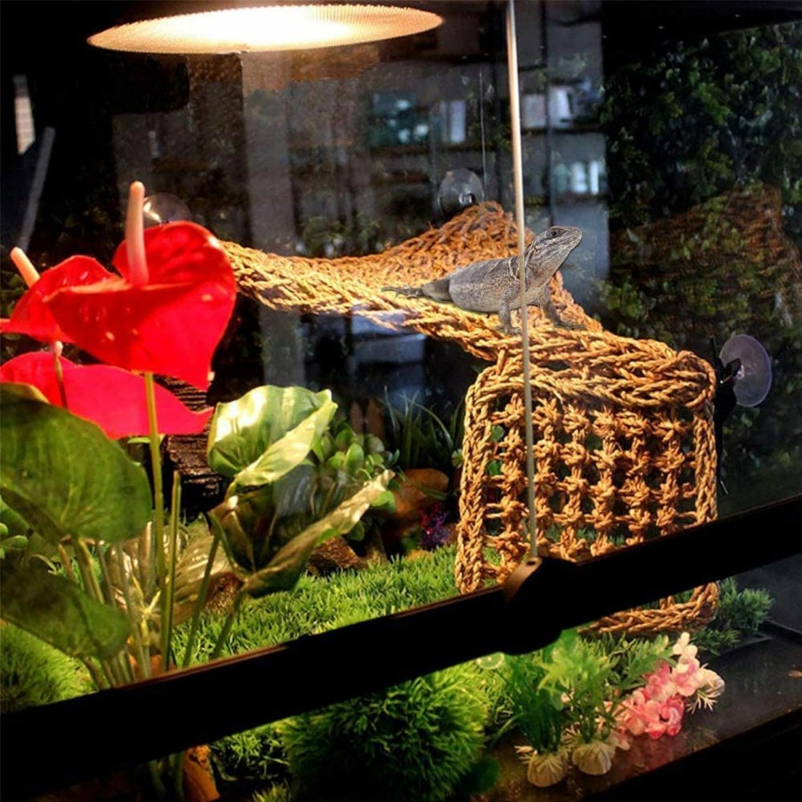 Reptiles & Amphibian PINVNBY | Pinvnby Bearded Dragon Hammock Lizard Natural Seagrass Habitat Reptile Tank Accessories Jungle Climber Vines Flexible Leaves Decor For Climbing Chameleon Hermit Crabs Gecko Snakes