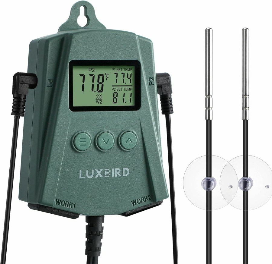 Reptiles & Amphibian Luxbird | Luxbird Reptile Thermostat Controller (250W Per Outlet), Digital Thermostat For Turtles, Lizards, Frogs, And Other Reptiles