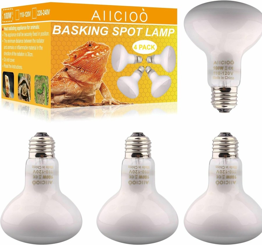 Reptiles & Amphibian Aiicioo | Aiicioo Reptile Basking Light Bulb - 150 Watt Heat Light Bulb 4 Pack For Reptile Heat Lamp Bulb For Bearded Dragon Lizard Turtle Tortoise Daylight Basking