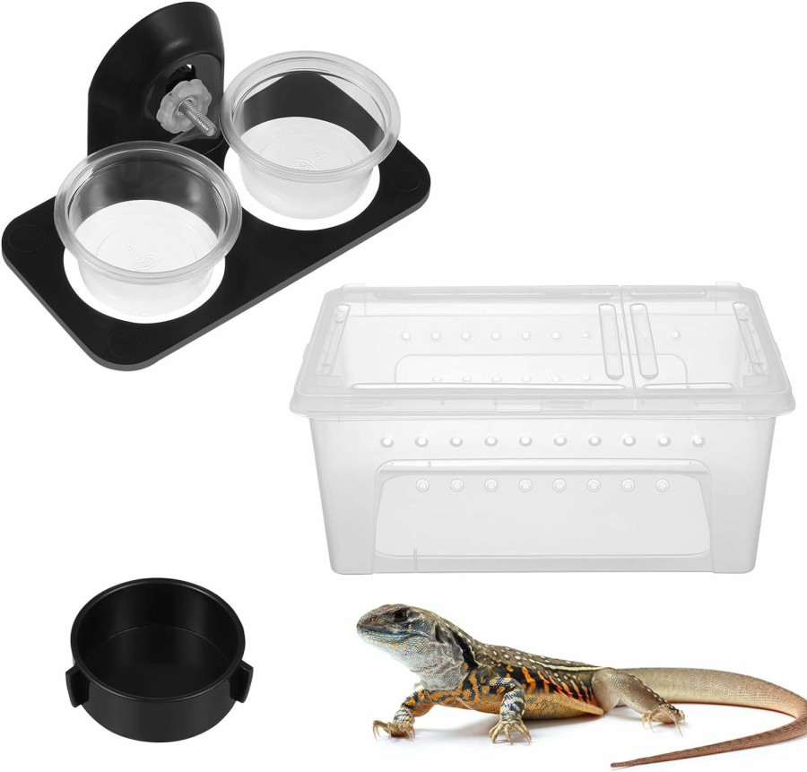 Reptiles & Amphibian FRIUSATE | Friusate Reptile Breeding Box,Small Snake Habitat Container With Gecko Feeder And 30 Pack 1Oz Plastic Bowls For Reptiles Food And Water Feeding For Small Reptiles Invertebrates Gecko Lizard Turtle