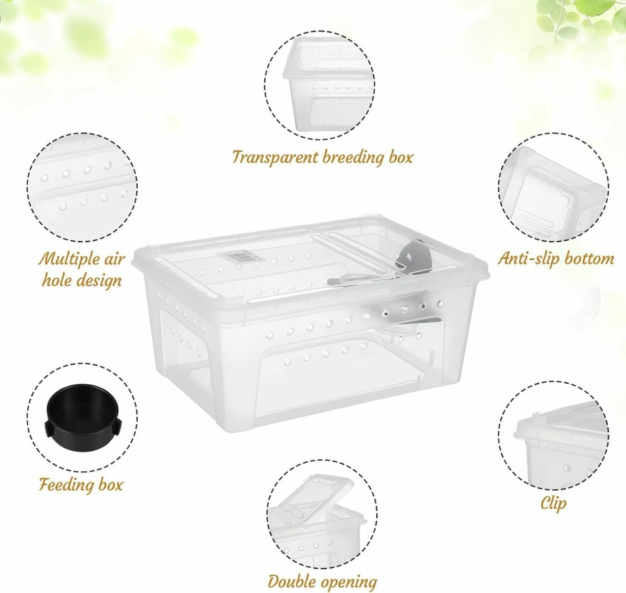 Reptiles & Amphibian FRIUSATE | Friusate Reptile Breeding Box,Small Snake Habitat Container With Gecko Feeder And 30 Pack 1Oz Plastic Bowls For Reptiles Food And Water Feeding For Small Reptiles Invertebrates Gecko Lizard Turtle