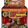 Reptiles & Amphibian Zoo Med | Zoo Med Nightlight Reptile Bulb, 60-Watt, Red