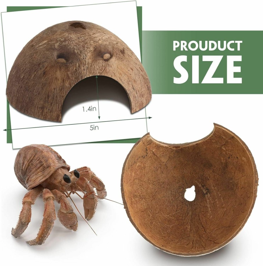 Reptiles & Amphibian Woanger | 6 Pcs Coconut Shell Reptile Hideouts Hut Reptile Hides And Caves Coconut Hide For Reptile Small Animal Hide Cave Hut For Leopard Gecko Snake Aquarium Fish Lizard Hermit Crab Supplies House Accessories