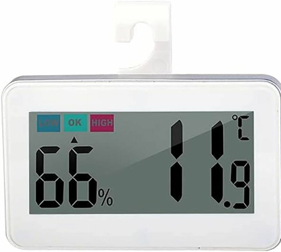 Reptiles & Amphibian JLENOVEG | Reptile Thermometer Hygrometer With Hook And Suction Cup Digital Thermometer Hygrometer For Reptile Terrarium Rearing Box Tank Reptile Thermometer For Bearded Dragon Tank Decoration (White)