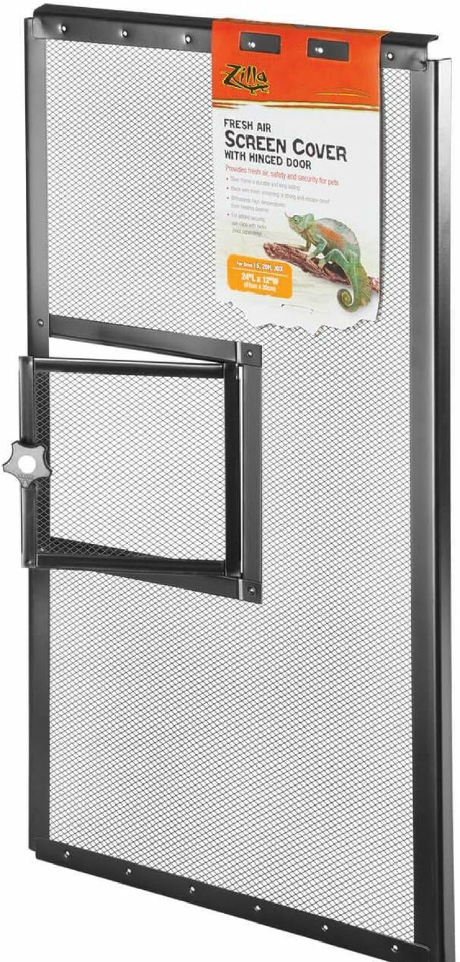 Reptiles & Amphibian Zilla | Zilla Fresh Air Terrarium Metal Screen Cover With Door (24 X 12 Inches)