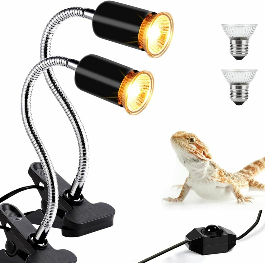 Reptiles & Amphibian Vinaco | Vinaco Uva Uvb Reptile Light 25W/50W,Full Spectrum 360 Rotatable Reptile Heat Lamp,Dimmable Heat Light For Reptiles With Heavy-Duty Clamp For Aquarium Turtle Lizard Snake Chameleons Amphibians