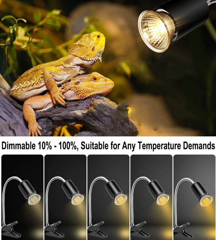 Reptiles & Amphibian Vinaco | Vinaco Uva Uvb Reptile Light 25W/50W,Full Spectrum 360 Rotatable Reptile Heat Lamp,Dimmable Heat Light For Reptiles With Heavy-Duty Clamp For Aquarium Turtle Lizard Snake Chameleons Amphibians